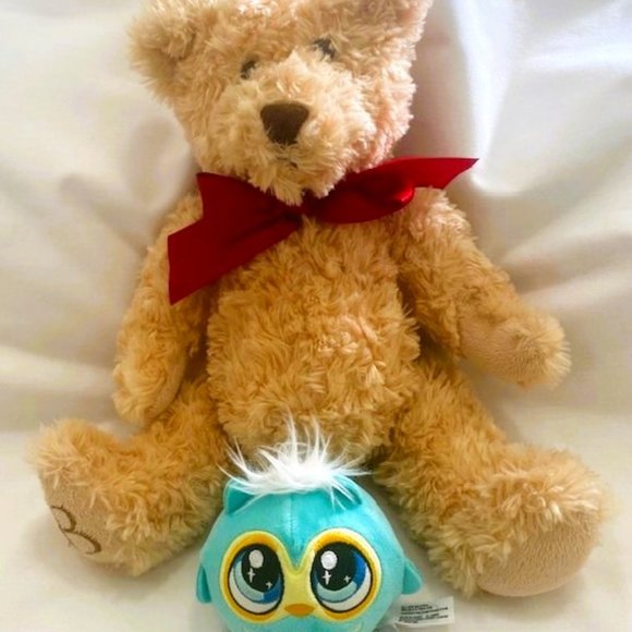 Dan Dee Teddy  15.5 in and small Zuru Owl Plush Lot - Picture 1 of 10